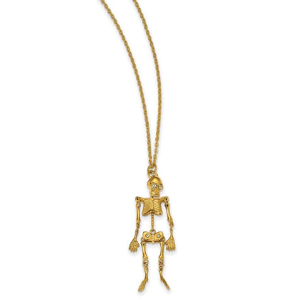 Stainless Steel Yellow IP-plated Crystal Skeleton w/ 2 inch ext Necklace ,