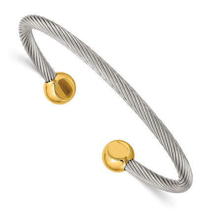 Stainless Steel Yellow IP-plated Cuff Bangle ,