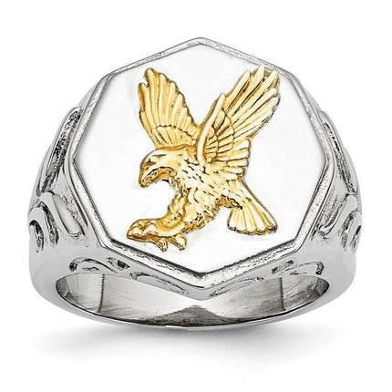 Stainless Steel Yellow IP-plated Eagle Polished Ring ,
