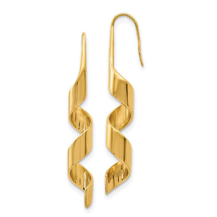 Stainless Steel Yellow IP-plated Swirl Dangle Earrings ,