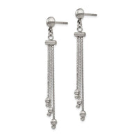 Stainless Stele Polished Beaded Chain Post Dangle Earrings ,
