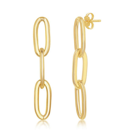 Sterlig Silver Paperclip Earrings - Gold Plated ,