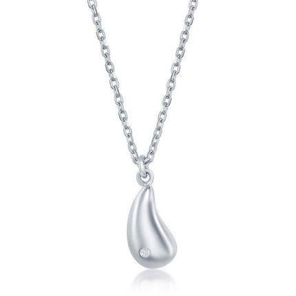 Sterling Silver 0.009cttw Teardrop Necklace ,