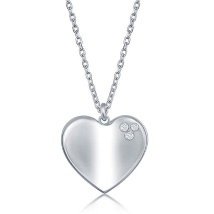 Sterling Silver 0.024cttw Diamond Heart Necklace ,
