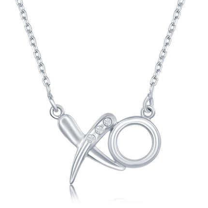 Sterling Silver 0.03cttw Diamond "XO" Necklace ,