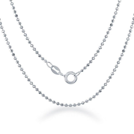 Sterling Silver 1.5mm Diamond Cut Bead Chain, 18" ,