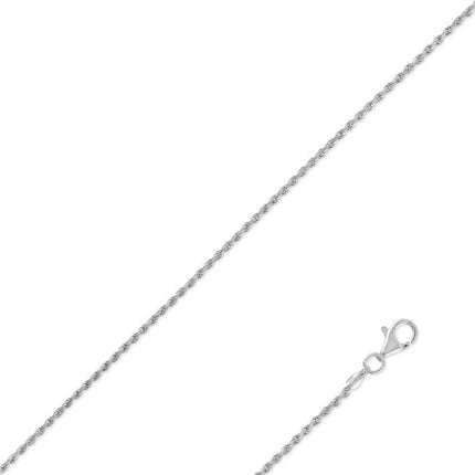 Sterling Silver 1.5mm Rope Chain - Silver Plated ,