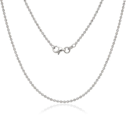 Sterling Silver 1.8mm Diamond Cut Moon Bead Chain, 18" ,