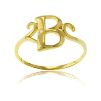Sterling Silver 1 Micron GP Single CZ "B" Ring, Size 8 ,