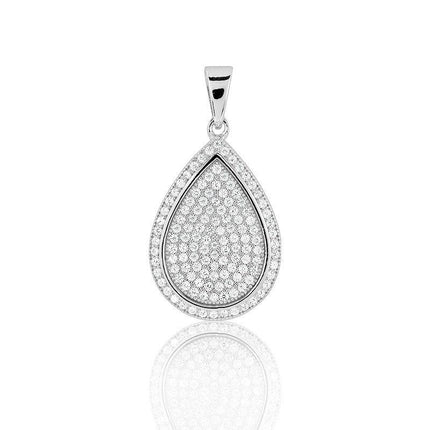 Sterling Silver 129 stones Micro Pave Teardrop Pendant ,