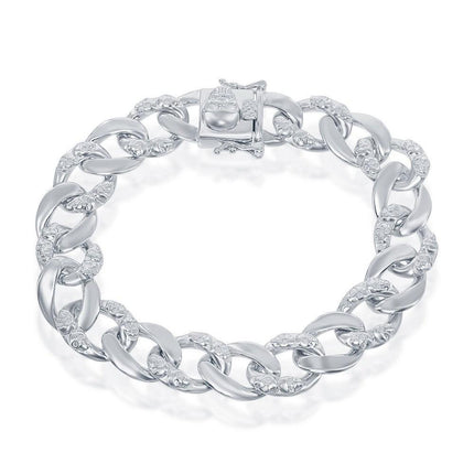 Sterling Silver 12mm Designed Cuban Chain - Skull ,