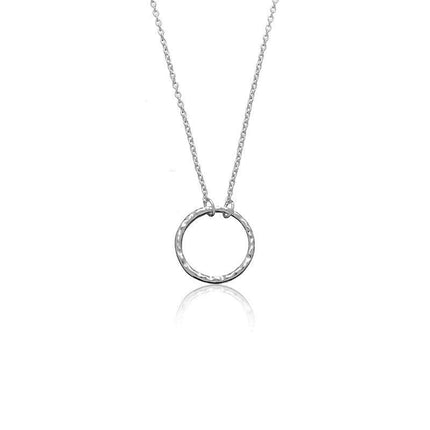 Sterling Silver 16 Inch Thin Chain Necklace with Center Circle ,