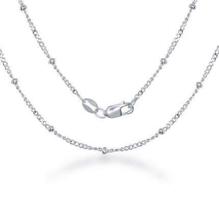 Sterling Silver 2.3mm Diamond Cut Cuban with Beads Chain, 20" ,