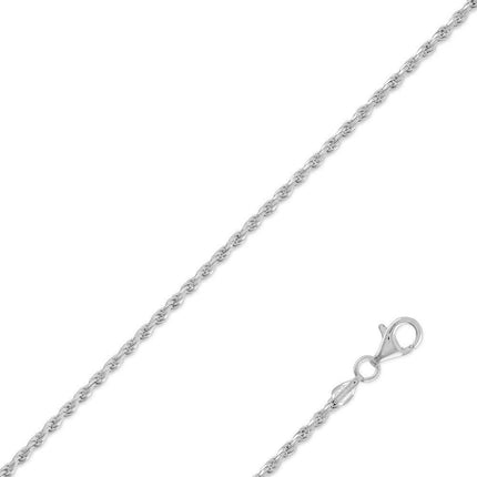 Sterling Silver 2.3mm Rope Chain, 22" ,