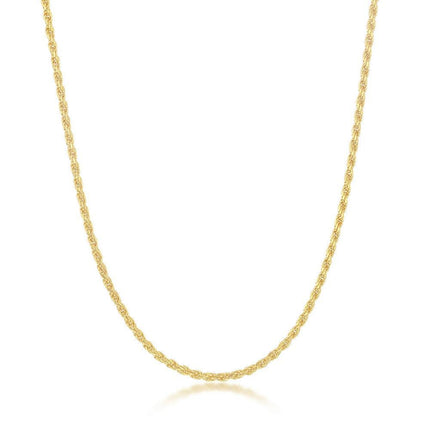 Sterling Silver 2.3mm Rope Chain - Gold Plated ,