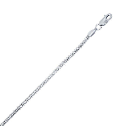 Sterling Silver 2.4mm Rhodium Plated Popcorn Chain, 22" ,