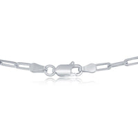 Sterling Silver 2.8mm Paper Clip Anklet - Rhodium Plated ,