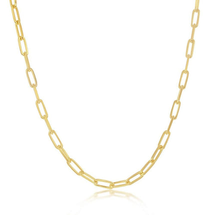 Sterling Silver 2.8mm Paper Clip Linked Chain - Gold Plated ,