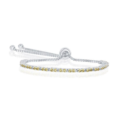 Sterling Silver 2mm Citrine CZ 'November Birthstone' Bracelet ,