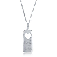 Sterling Silver 2PC Tag Heart Necklace Set - 16+2 Inch Love You Forever Tag & 14+2 Mom Heart ,