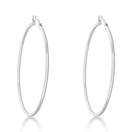 Sterling Silver 2x60mm High-Polished Hoop Earrings ,