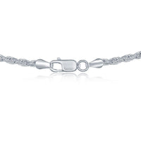 Sterling Silver 3.3mm Rope Chain - Silver Plated ,