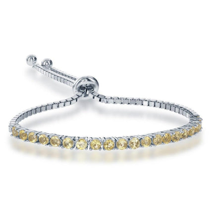 Sterling Silver 3mm Citrine Half Tennis Style Bolo Bracelet ,