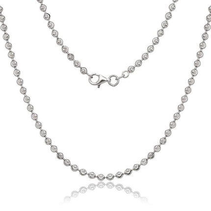 Sterling Silver 3mm Diamond Cut Moon Bead Chain, 18" ,