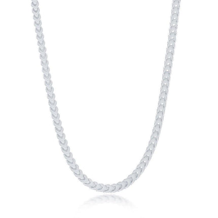 Sterling Silver 3mm Franco Chain (100 Gauge) - Rhodium Plated ,