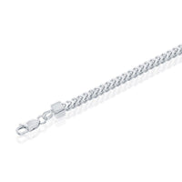 Sterling Silver 3mm Franco Chain (100 Gauge) - Rhodium Plated ,