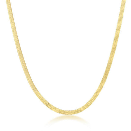 Sterling Silver 3mm Herringbone Chain - Gold Plated ,