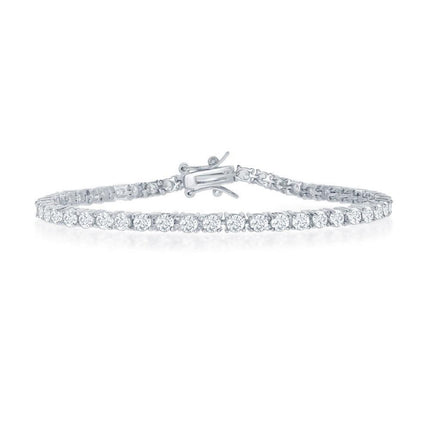 Sterling Silver 3mm Prong-Set Round CZ Tennis Bracelet, 7.5" ,