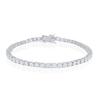 Sterling Silver 3mm Prong-Set Round CZ Tennis Bracelet, 7.5" ,