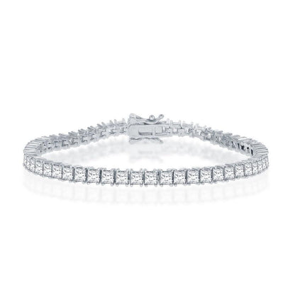 Sterling Silver 3mm Square Tennis Bracelet, 7.5" ,