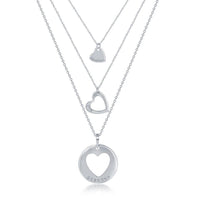 Sterling Silver 3PC Generation-Hearts Necklace Set - 18+2 Inch Grandma 16+2 Inch Mom; 14+2 Daughter ,