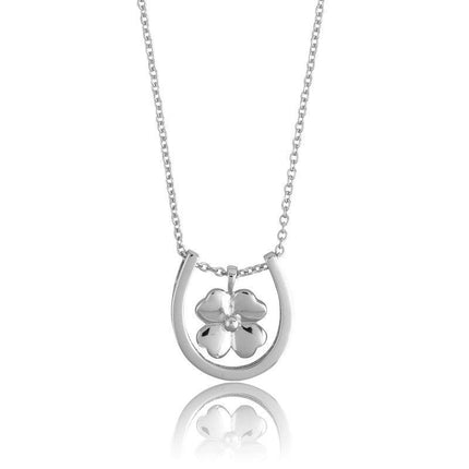 Sterling Silver 4-Leaf Clover Charm Necklace ,
