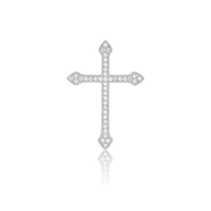 Sterling Silver 40 Stones Micro Pave Cross Pendant ,