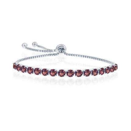 Sterling Silver 4mm Burgundy "January" Swarovski Element Bracelet ,