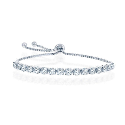 Sterling Silver 4mm Crystal "April" Swarovski Adjustable Bracelet ,