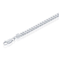 Sterling Silver 4mm Franco Chain (120 Gauge) - Rhodium Plated ,