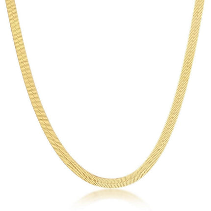 Sterling Silver 4mm Herringbone Chain - Gold Plated ,