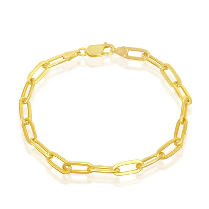Sterling Silver 4mm Paper Clip Bracelet - Gold Plated ,