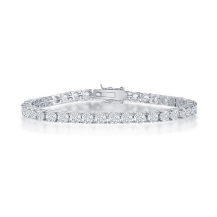 Sterling Silver 4mm Prong-Set Round CZ Tennis Bracelet ,
