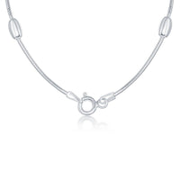 Sterling Silver 4mm Snake and Oval Beads Chain, 24" ,