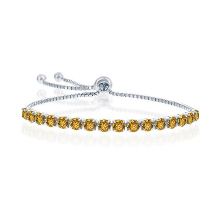 Sterling Silver 4mm Topaz "November" Swarovski Element Bracelet ,