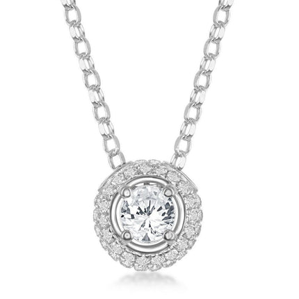 Sterling Silver 4mm White Topaz Pendant ,