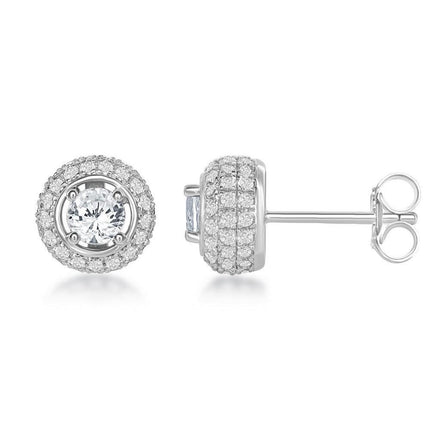 Sterling Silver 4mm White Topaz Stud Earrings ,