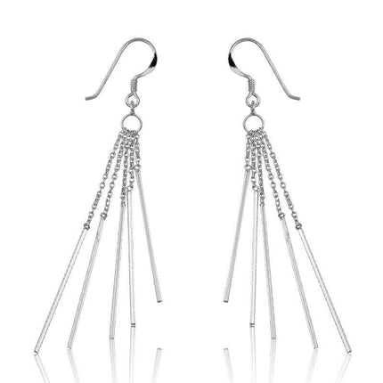 Sterling Silver 5 Chains with Bars Earrings ,