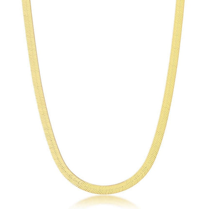 Sterling Silver 5mm Herringbone Chain - Gold Plated ,