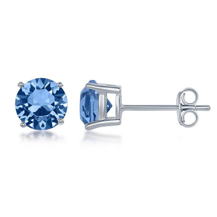 Sterling Silver 6mm Light Sapphire Earrings ,